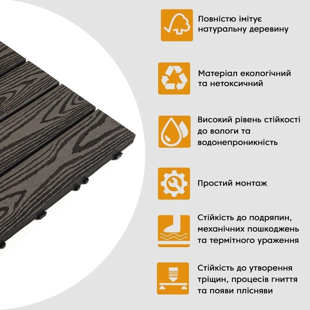 Композитная плитка WPC антрацит 30*30CM*2СM (D) SW-00001708 - изображение 4