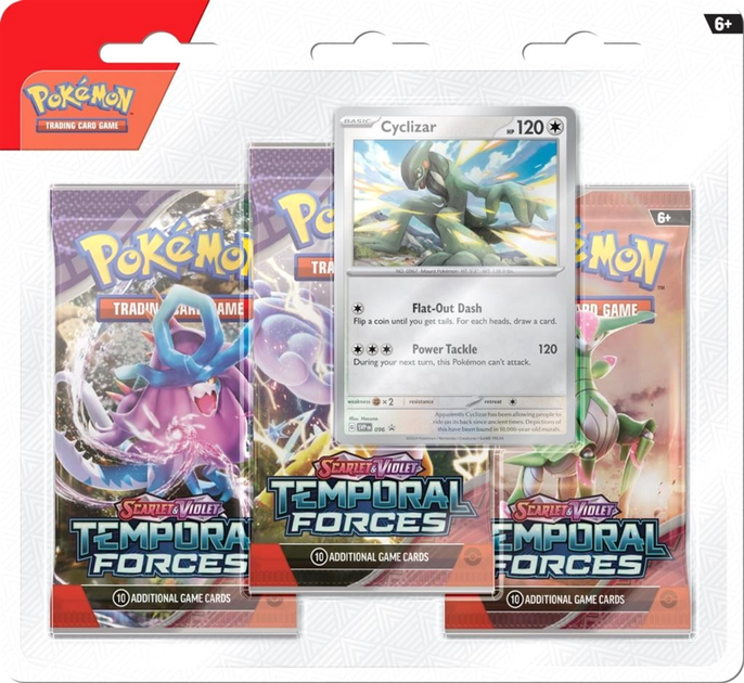 Ігрові карти Pokemon TCG Temporal Forces 3pack Blister Cyclizar (5903076514752) - зображення 1