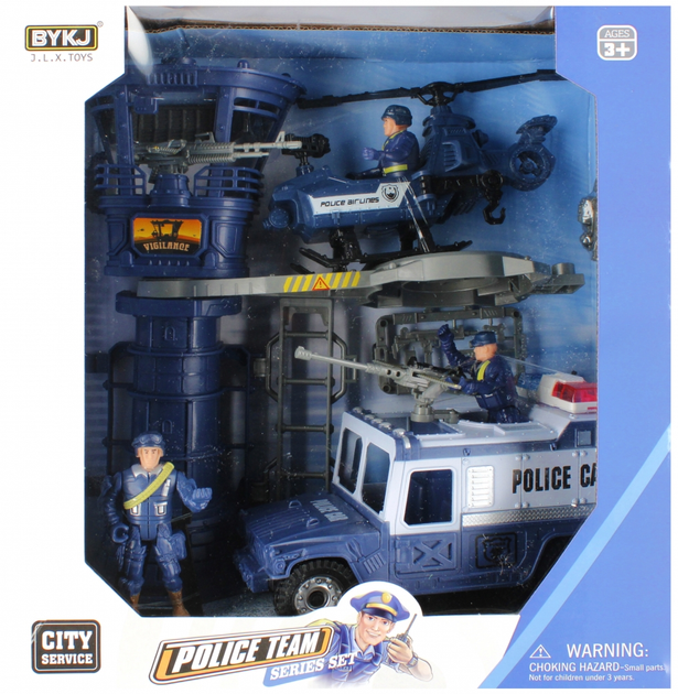 Zestaw pojazdów policyjnych Mega Creative Police Team Samochód + Helikopter + Baza policyjna z figurkami i akcesoriami (5904335897029) - obraz 1