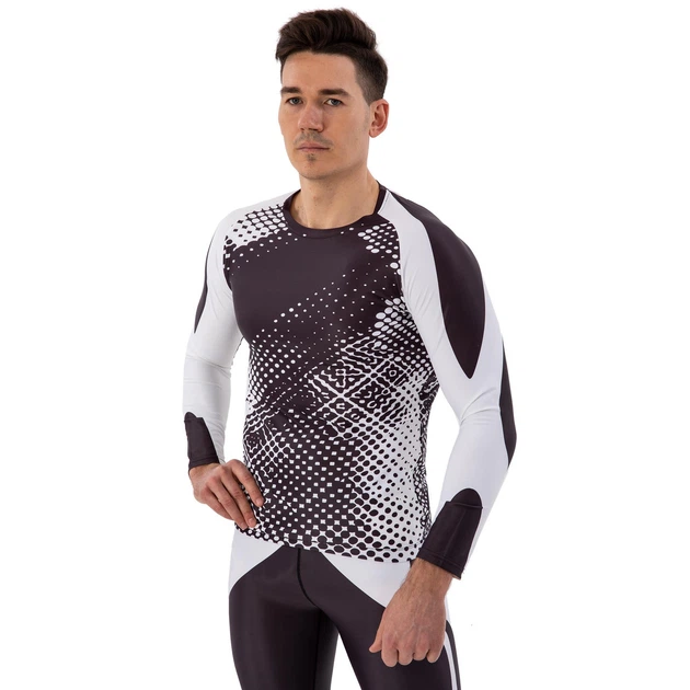 Мужской спортивный комплект рашгард + тайтсы Domino 210-18 размер XL (175-180см) Black-White - изображение 4