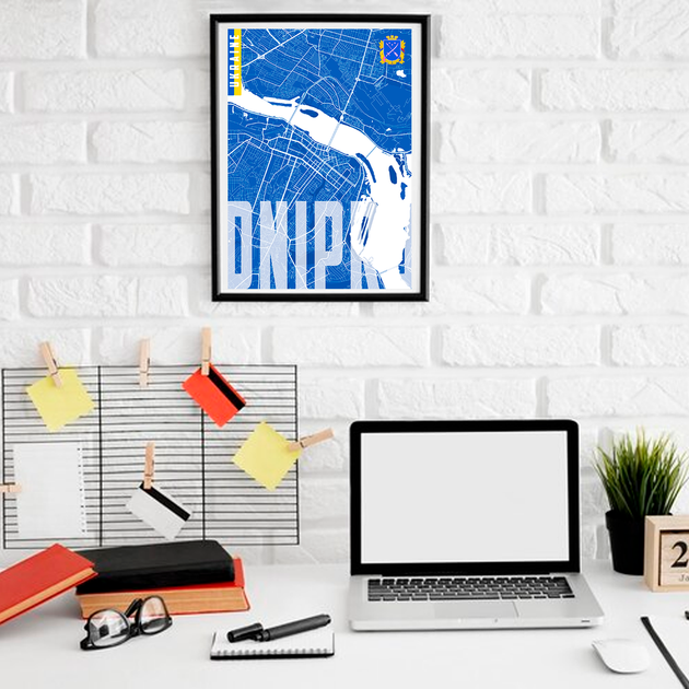 Плакат-постер на стену с патриотическим принтом "Карта города Днепр Украина. Map of Dnipro Ukraine" ПЛ000849(A4) - Фото 1 Плакат-постер на стену с патриотическим принтом "Карта города Днепр Украина. Map of Dnipro Ukraine" ПЛ000849(A4) - изображение 1