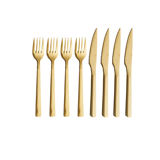 Zestaw sztućców Aida Raw Steakset Dishwasher Safe Gold (15515) 8 szt (5709554155154) - obraz 1