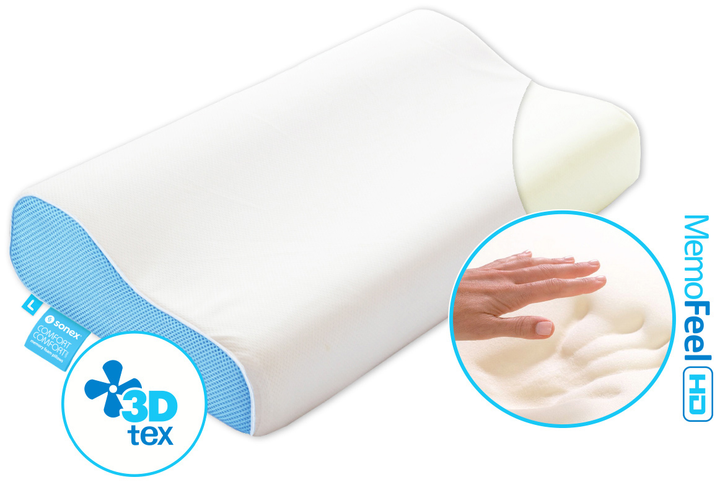 Набір Sonex подушка Анатомічна з пам'яттю Comfort Wave 40x60x11/9 см + Наволочка Aero Champagne 40x60x11/9 см (SO102070+SO102249) - зображення 3