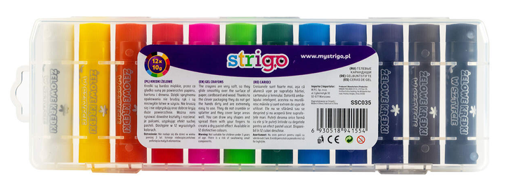 Kredki żelowe STRIGO w sztyfcie 12 kolorów (6930518941554) - obraz 2