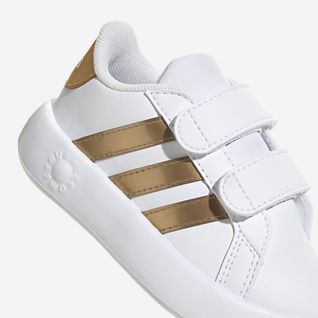 Sneakersy dziecięce dla dziewczynki adidas Grand Court 2.0 Cf I IG6586 26 Białe z złocistym (4067886394995) - obraz 7
