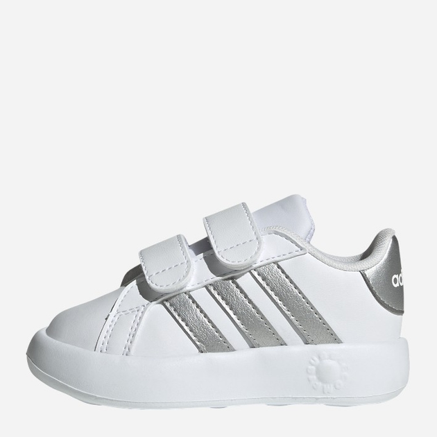 Sneakersy dziecięce dla dziewczynki na rzepy adidas Grand Court 2.0 Cf ID5274 25.5 Białe ze srebrzystym (4066765034977) - obraz 4