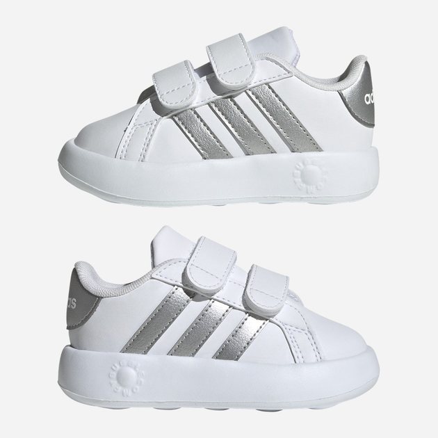 Дитячі кеди для дівчинки adidas Grand Court 2.0 Cf ID5274 26 Білі зі сріблястим (4066765034960) - зображення 10