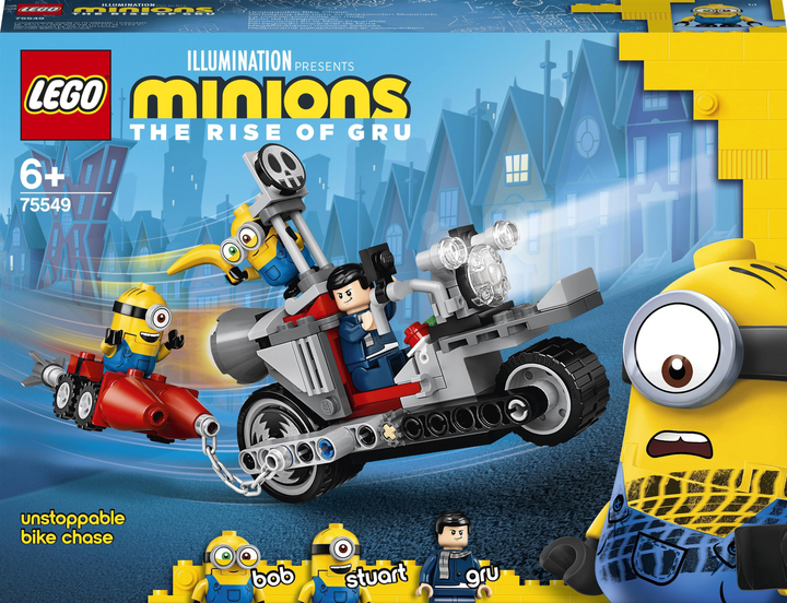 Zestaw konstrukcyjny LEGO Minions Niepowstrzymany pościg motocyklowy 136 elementów (75549) - obraz 1