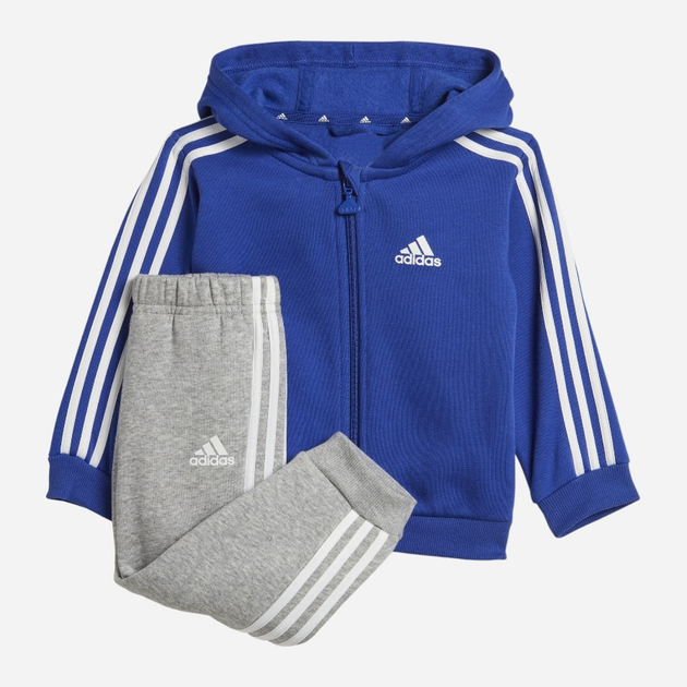 Komplet sportowy (bluza rozpinana + spodnie) chłopięcy Adidas I 3S Fz Fl Jog IB4763 92 Niebieski/Szary (4066762269150) - obraz 1