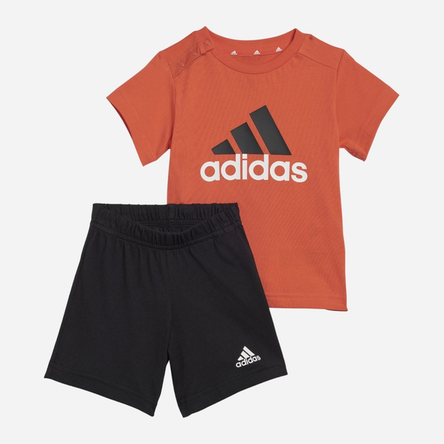 Komplet chłopięcy letni (koszulka + spodenki) Adidas I Bl Co T Set IQ4132 86 Pomarańczowy/Czarny (4067887524285) - obraz 1