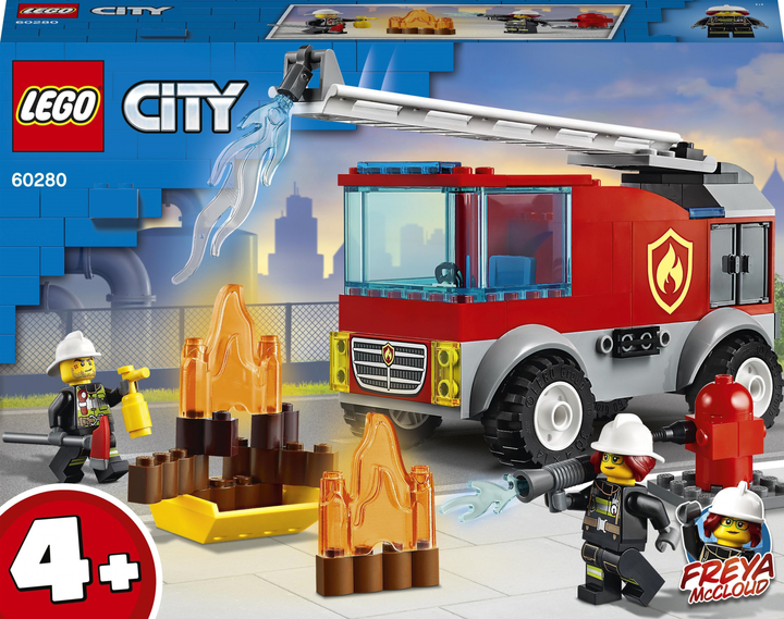 Zestaw konstrukcyjny LEGO City Wóz strażacki z drabiną 88 elementów (60280) - obraz 1