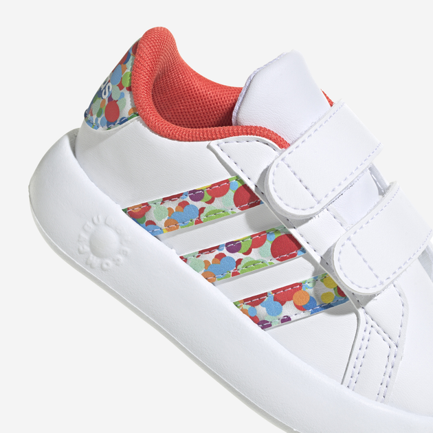 Sneakersy dziecięce dla dziewczynki na rzepy adidas Grand Court 2.0 Cf IG6498 22 Białe z wielokolorowym (4066766671096) - obraz 8