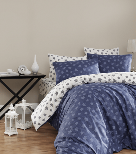 Комплект постельного белья Ranforce - First Choice - R-256 LIGHT NAVY BLUE - Евро - Синий с молочным - Фото 1 Комплект постельного белья Ranforce - First Choice - R-256 LIGHT NAVY BLUE - Евро - Синий с молочным - изображение 1