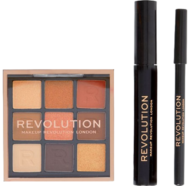 Набір декоративної косметики Revolution Make Up Into The Bronze Палетка тіней для повік 9 х 0.9 г + Туш для вій 8 г + Олівець для очей 1 г (5057566770606) - зображення 2