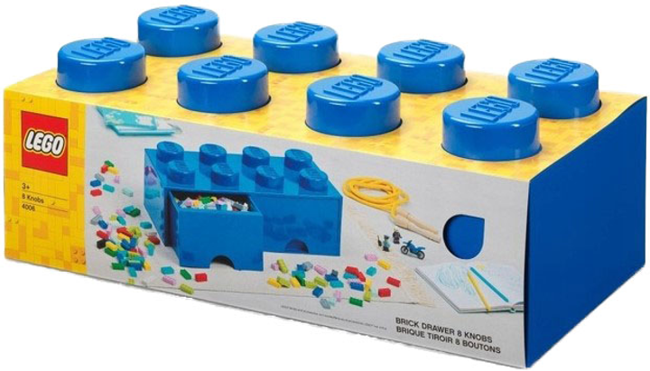 Pudełko LEGO Storage Brick 8 z szufladą i ośmioma wypustkami Niebieskie (40061731) - obraz 1