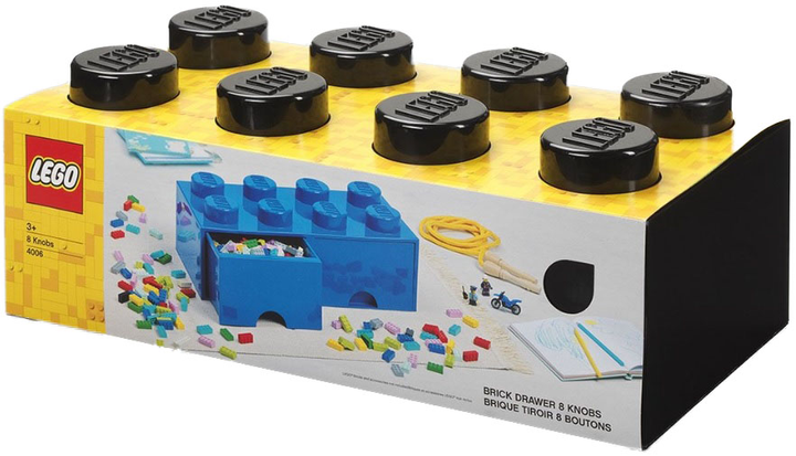 Pudełko LEGO Storage Brick 8 z szufladą i ośmioma wypustkami Czarny (40061733) - obraz 1