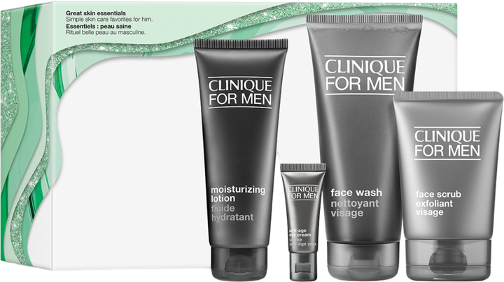 Набір для чоловіків Clinique Great Skin Essentials For Men Пінка для вмивання 200 мл + скраб для обличчя 100 мл + зволожуючий лосьйон 100 мл + крем під очі 15 мл (192333180211) - зображення 1