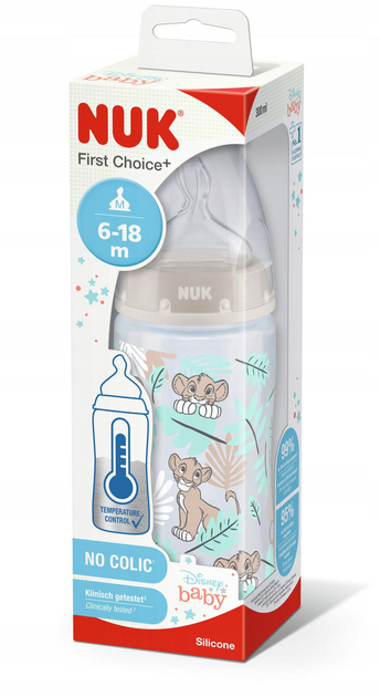 Пляшечка для годування Nuk First Choice King Lion Transparent 300 мл (4008600418719) - зображення 2
