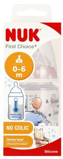Butelka do karmienia Nuk First Choice Osiołek ze wskaźnikiem temperatury Różowa 150 ml (4008600441281) - obraz 1