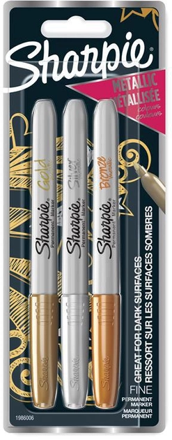 Zestaw markerów Sharpie Fine Tip Metallic Colours 3 szt (3501179860060) - obraz 1