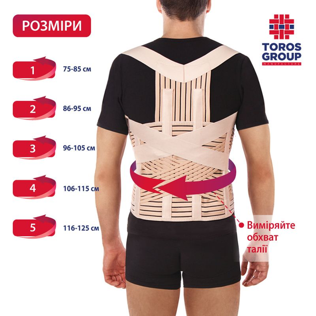 Корсет для коррекции осанки пористый "Люкс" 4 ребра 656П Торос Групп Обхват талии р.3 (96-105см) бежевый - изображение 2