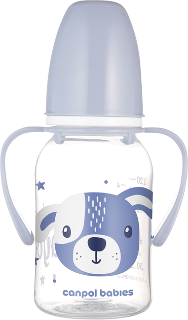 Стандартна пляшечка Canpol Babies Cute Animals Собачка з ручками 120 мл (11/823_blu) - зображення 1