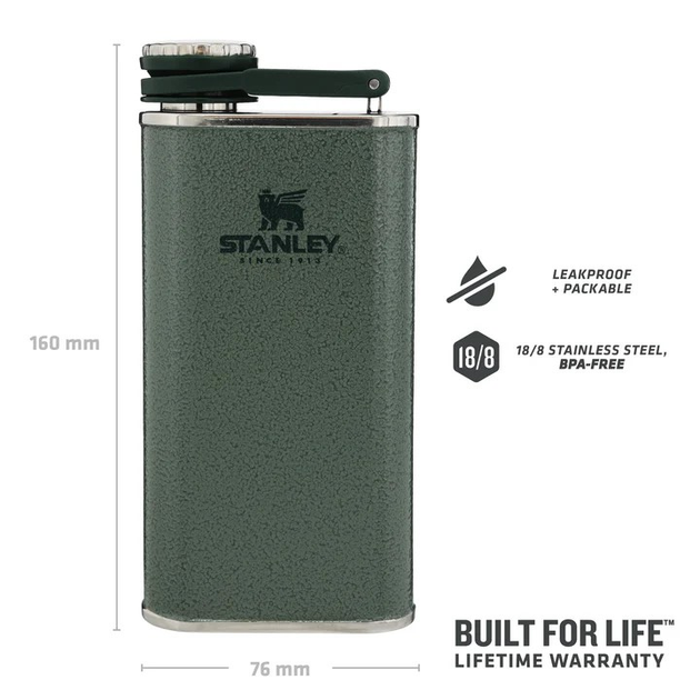 Фляга сталева Stanley Classik Hammertone 0.23 L Зелена (6939236348393) - зображення 5