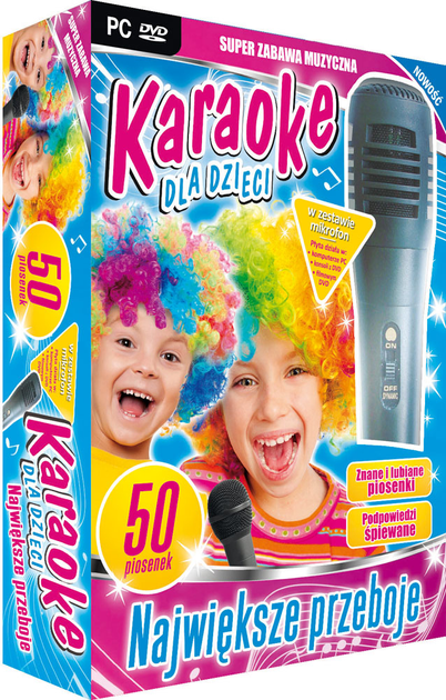 Gra na PC: Karaoke dla dzieci: Największe Przeboje - z mikrofonem (Płyta DVD) (5907595772884) - obraz 1