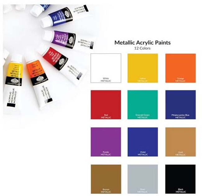 Zestaw farb akrylowych Royal & Langnickel Essentials Metalic Color 12 x 12 ml (0090672381088) - obraz 3