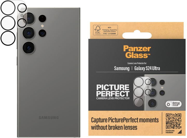 Захисне скло для об'єктива камери Panzer Glass Pictureperfect Camera Lens Protector Galaxy S24 Ultra Black (5711724012068) - зображення 1