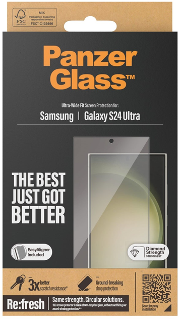 Szkło ochronne ekranu Panzer Glass Screen Protector Galaxy S24 Ultra Ultra-Wide Fit (5711724073526) - obraz 1