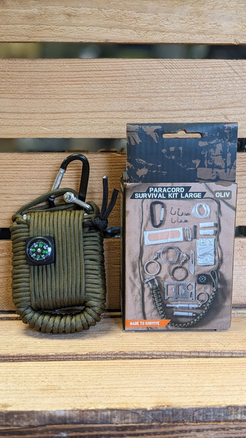 Набор для выживания тактический Mil-Tec На паракорде Олива PARACORD SURVIVAL KIT LARGE OLIV (16027701) - изображение 2