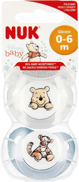 Пустушка Nuk Disney Baby Вінні та Тигруля 0-6 місяців 2 шт (4008600440130) - зображення 1