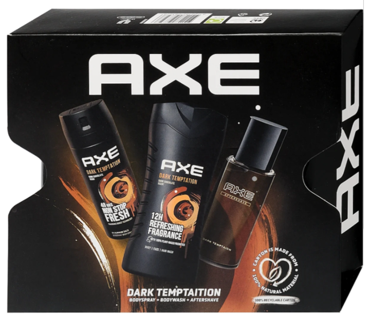 Набір для догляду за шкірою Axe Dark Temptation Дезодорант 150 мл + гель для душу 250 мл + бальзам після гоління 100 мл (8720182658043) - зображення 1