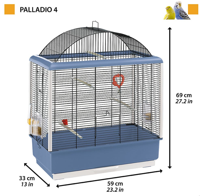 Клетка для канареек и маленьких птиц Ferplast Palladio 4 голубая 59х33х69 см 52059817 - изображение 2