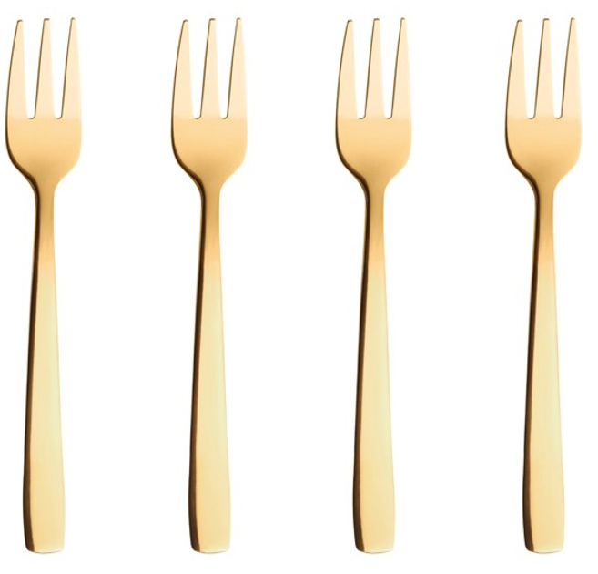 Набір виделок для торта Aida Raw Cakeforks Gold 4 шт (5709554155086) - зображення 1