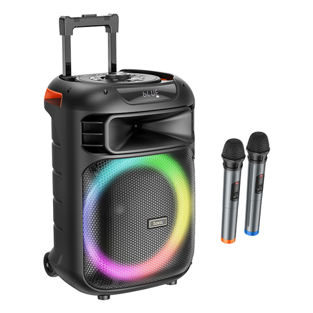 Портативная Акустика Hoco HA5 с RGB подсветкой и микрофонами Чёрная ...