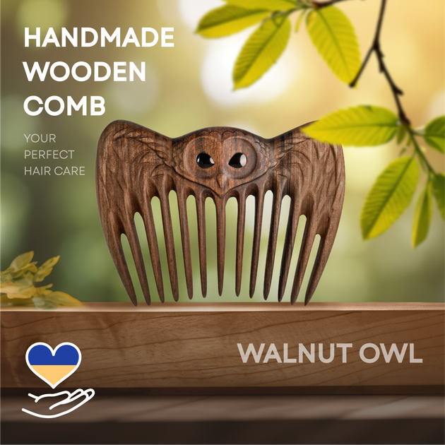 Женский Гребень для Волос ZAMASMEL Wood Smart Owl 12 х 10 х 1,1см Ручная Работа Деревянный Орех - Фото 2 Женский Гребень для Волос ZAMASMEL Wood Smart Owl 12 х 10 х 1,1см Ручная Работа Деревянный Орех - изображение 2