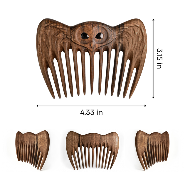 Женский Гребень для Волос ZAMASMEL Wood Smart Owl 12 х 10 х 1,1см Ручная Работа Деревянный Орех - Фото 3 Женский Гребень для Волос ZAMASMEL Wood Smart Owl 12 х 10 х 1,1см Ручная Работа Деревянный Орех - изображение 3