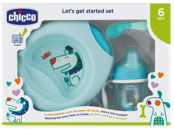 Набір посуду Chicco Let's Get Started 6m+ Blue Set 3 шт (8058664086672) - зображення 1