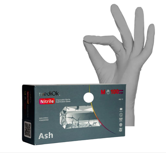 Перчатки нітрилові MediOk by AMPri ASH (100 шт/50 пар), S - зображення 1