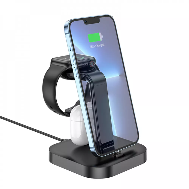 Бездротовий зарядний пристрій Wireless Charger 3 in 1 — Hoco CW43 — black 8L2DZ5E55A - зображення 5