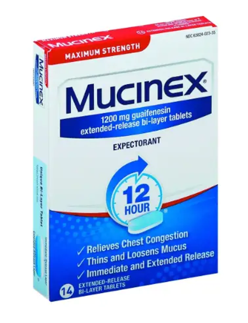 Муцинекс таблетки від кашлю, Mucinex, 1200мг 14шт - зображення 1
