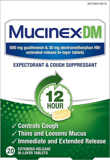 Муцинекс ДМ таблетки от кашля, Mucinex DM, 600мг 20шт - изображение 1