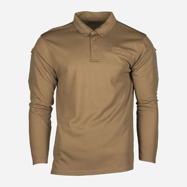 Тактична рубашка чоловіча MIL-TEC Tactical Long Sleeve Polo Shirt Quick Dry 10962019 M [1190] DARK COYOTE (4046872392573) - зображення 1