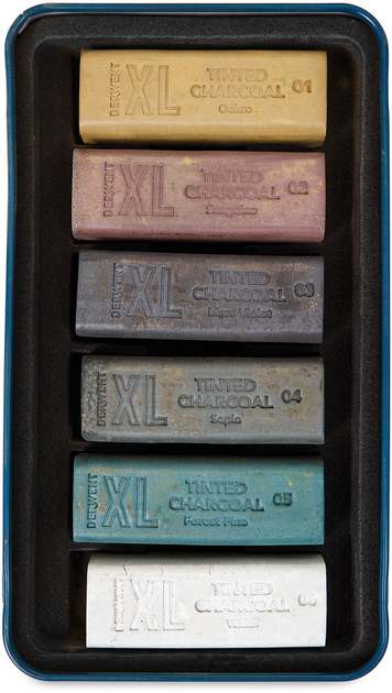 Набір кольорових вугільних блоків Derwent Tinted Charcoal XL Blocks 6 шт (5028252635561) - зображення 2