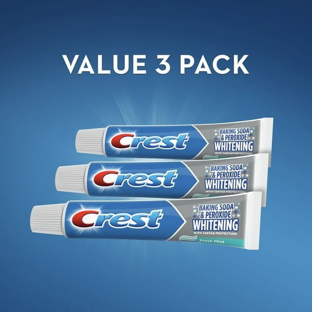 Відбілювальна зубна паста для відбілювання зубів Crest Baking soda and peroxide whitening 486 г м'ятна відбілювальні зубні пасти |Вигідна пропозиція 3 шт. - зображення 2