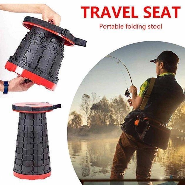 Складний табурет круглий пластиковий Кемпінг Telescopic stool туристичний стілець телескопічний - зображення 2