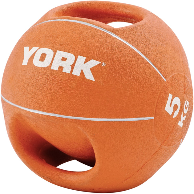 Мяч медбол York Fitness с двумя ручками 5 кг Оранжевый (20014961807312 ...