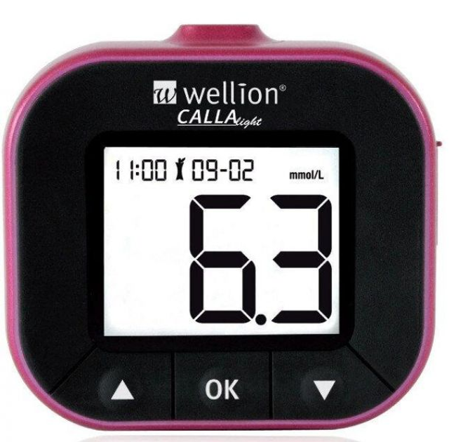 Глюкометр Wellion Calla Light система для виміру рівня цукру в крові безкодова (набор) Blackberry - зображення 1